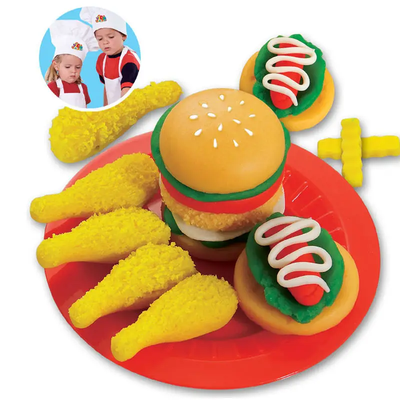 

3D color plasticine clay suit parent-child interactive toys burger set mold intelligent playdough