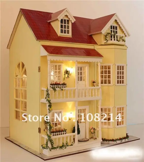 DIY dollhouse, light Doll house,Baby toy ,wooden dollhouses toy,model