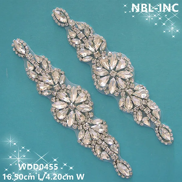 

(30pcs)Wholesale bridal wedding beaded sewing silver crystal rhinestone applique for dresses DIY iron on WDD0455