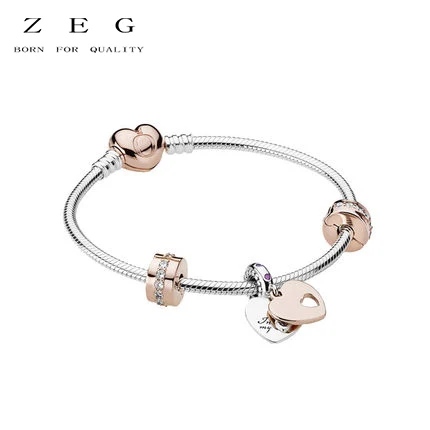 

ZEG High Quality Pan 1:1 Original Copy Of The Logo Heart Bracelet Chain Chain Link Chain Plated Rose Gold Free Package Mail