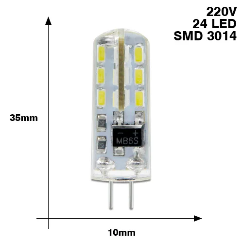 6 шт. лампада светодиодный G4 Лампа 220V 1 Вт 3 Вт AC/DC 12V G4 светодиодный лампы SMD3014 2835 24 48 64 104L заменить 10 Вт 30 Вт галогенная лампа светильник 360 Угол луча - Испускаемый цвет: G4 220V 3014 24L