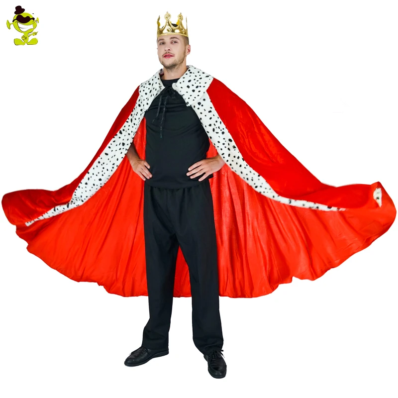 

Men's Luxury King Cape Costume with Crown Purim Party Clothes Halloween Role Play Prince Cloak Outfits for Adult Male