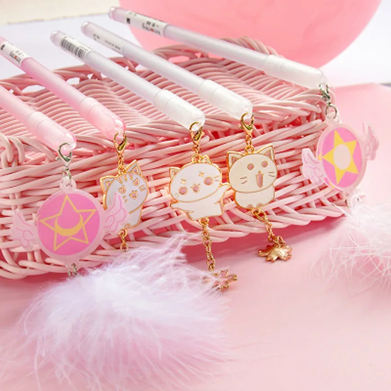 

1pcs Cat Pendant Gel Pens 0.5mm Kawaii Stationary Cute Pens Student Kawaii Pen Novelty Cute Gel Pen Kawaii School Supplies