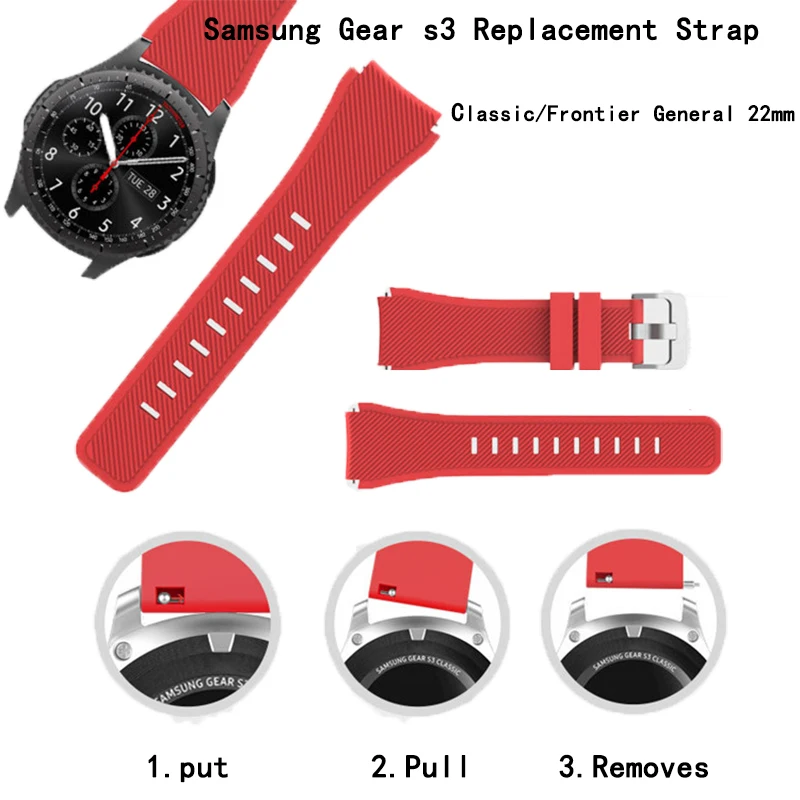 Силиконовый ремешок Leecnuo 22 мм для Samsung Gear S3 спортивный браслет мужские ремешки