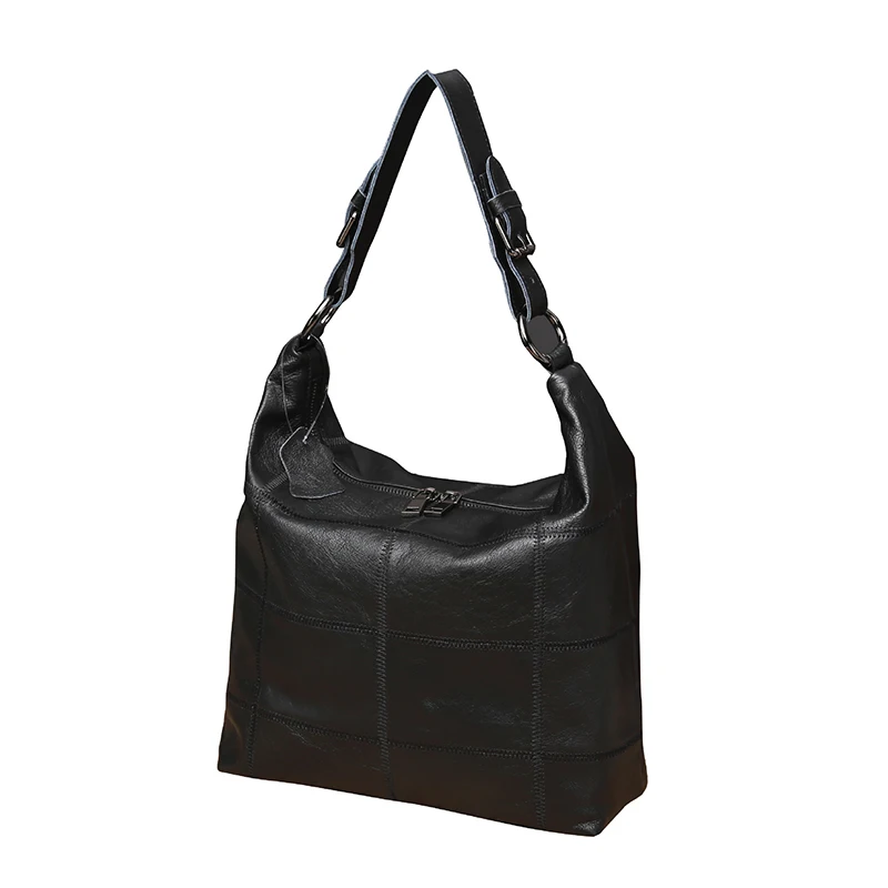 Высококачественные сумки из натуральной кожи, вечерний клатч, Офисная Женская сумка-хобо, цветная Повседневная сумка из воловьей кожи, водонепроницаемая сумка - Цвет: Black