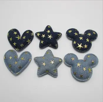 

30pcs/lot 4.5cm Denim Heart,Star Kawaii Kids Patch, for Decoration, Clothing, DIY, Baby Garment Accessorie