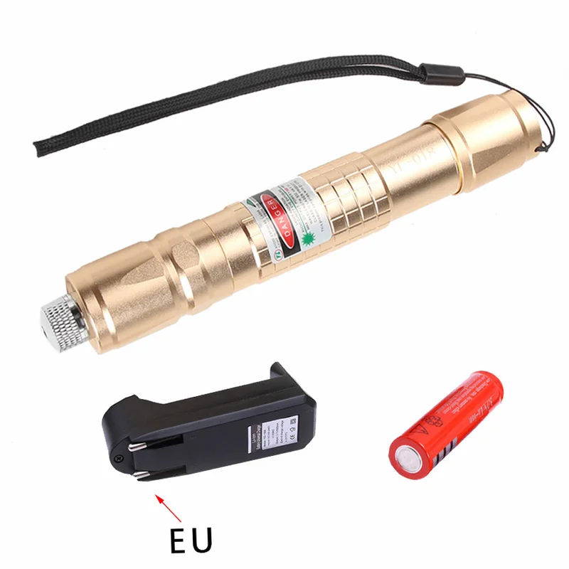 Pure Copper 532nm 1500M Green Laser Pointer Pen With 18650 Battery + Charger +Star Cap RL3-0022-18