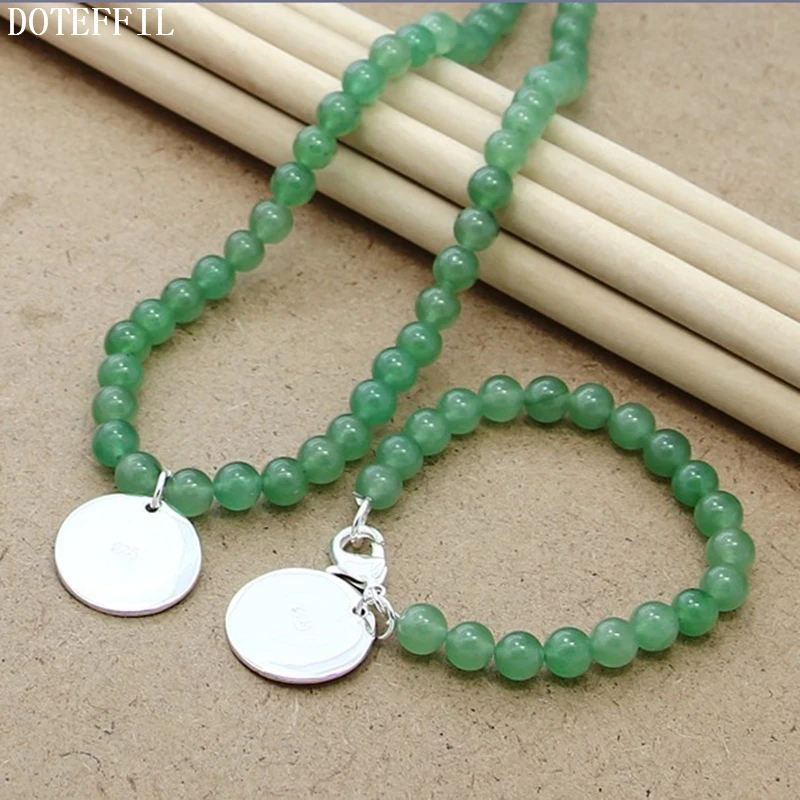 Цепочка из серебра 925 пробы с круглым кулоном и браслетом 8 мм|necklace bracelet jewelry set|jewelry