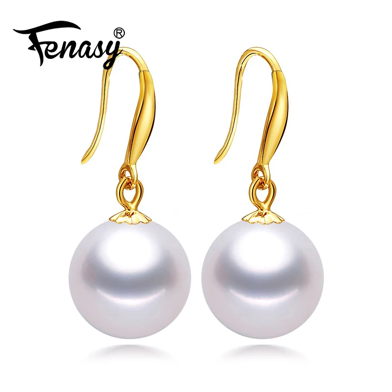 FENASY 18K Gold earrings 8-9mm pearl Jewelry ,Freshwater round pearl 18k yellow gold stud earrings for love, long earrings FENASY 18K Gold earrings 8-9mm pearl Jewelry ,Freshwater round pearl 18k yellow gold stud earrings for love, long earrings
