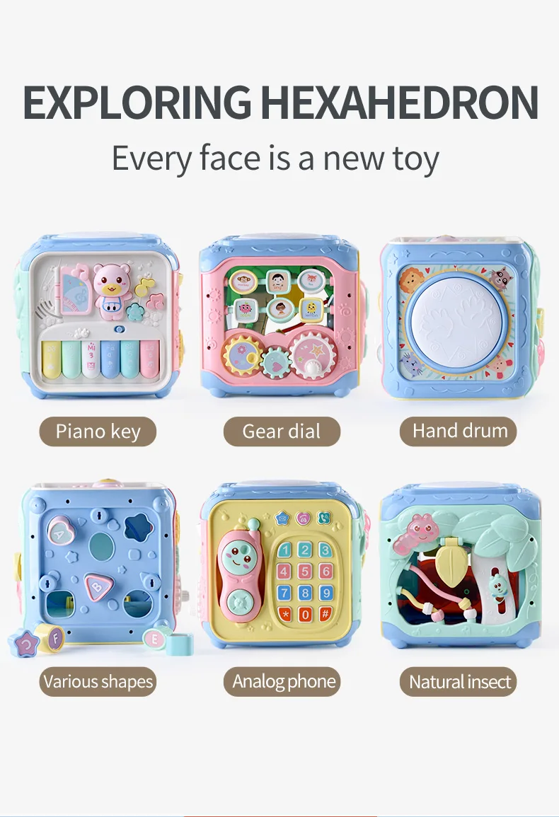 Многофункциональные Музыкальные Игрушки для малышей, музыкальная коробка, электронные игрушки, 6-12 месяцев, зубчатые часы, геометрические блоки, сортировка, развивающие игрушки