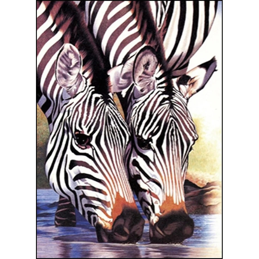 Diamond Embroidery Full Square / Round Drill 5d DIY Painting Kits Zebra Drinking Water Animal Rhinestone Mosaic Decor | Дом и сад