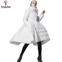 Новая мода, высокое качество, женские зимние длинные пуховики, женские теплые ультра пуховые пальто, черный, белый цвет, PQ128