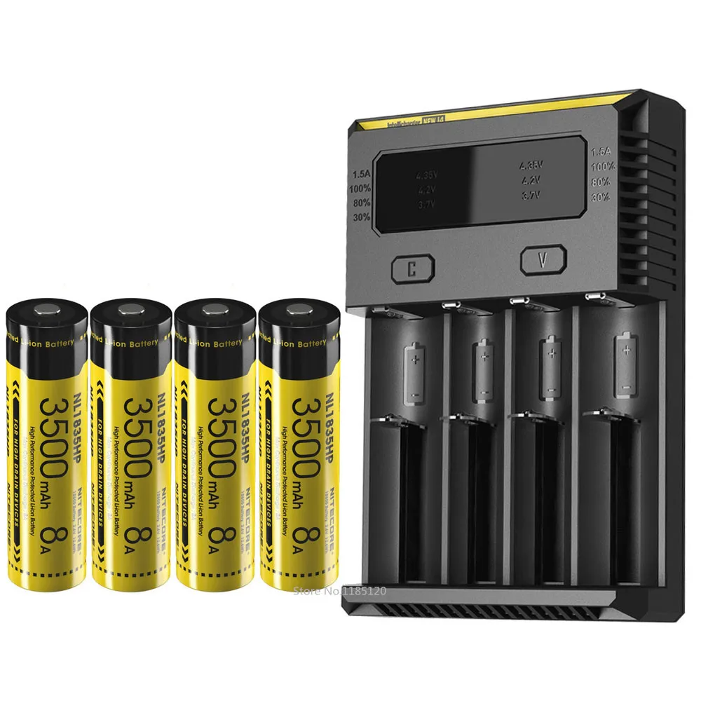 Новинка зарядное устройство NITECORE I4 с OLED экраном Intellicharger + 18650 3500 мА/ч 3 6 В Вт/ч литий