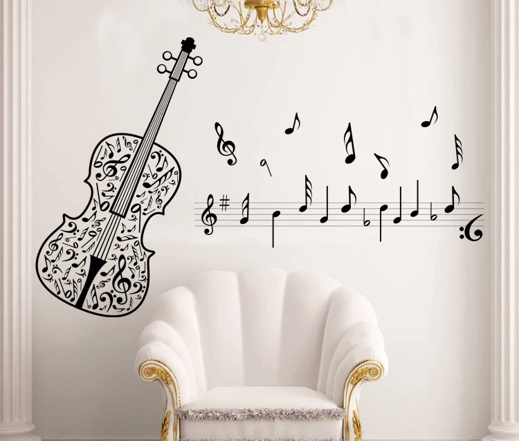 Горячая Большая настенная наклейка, Декор, музыкальная нота, гитарная надпись, для дома, для детей, для детской комнаты, наклейка на стену