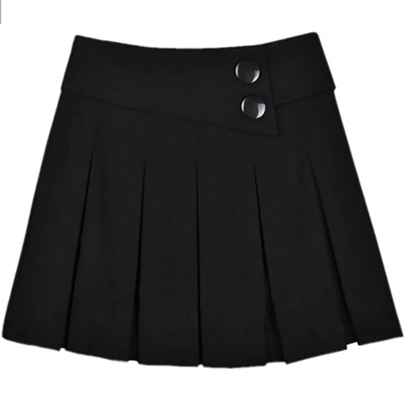 

New fashion women winter autumn wool button pleated skirt