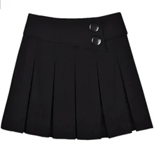 Новая модная женская зимняя Осенняя шерстяная плиссированная юбка на пуговицах