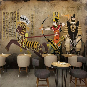 

Custom Photo Classical Egypt Wall Painting Living Room Restaurant Cafe Background Wall Murals Waterproof Self-adhesive Wallpaper