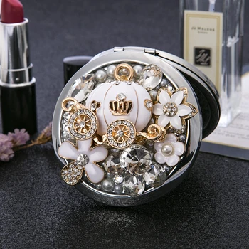 

Free engraving,Mini Pocket Cosmetic makeup mirror,Foldable Magnifying compact mirror makeup,Party Favors Gift,Pumpkin Car Flower