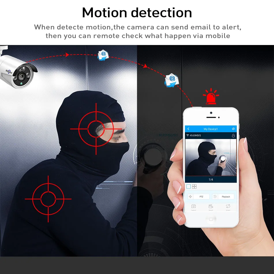 Hiseeu 4CH беспроводная система безопасности 960P IP камера водонепроницаемая наружная
