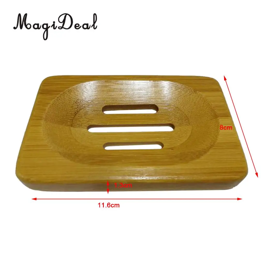 MagiDeal Bamboo Soap Holder Dish Bathroom Shower Storage Support Plate Stand Handmade