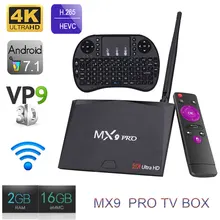 2 ГБ 16 ГБ MX9 Pro Android 7.1 Умные телевизоры коробка RK3328 Quad-Core 2.4 г WiFi BT 4.0 комплект -Top Box VP9 H.26 HDR 4 К HD медиаплеер