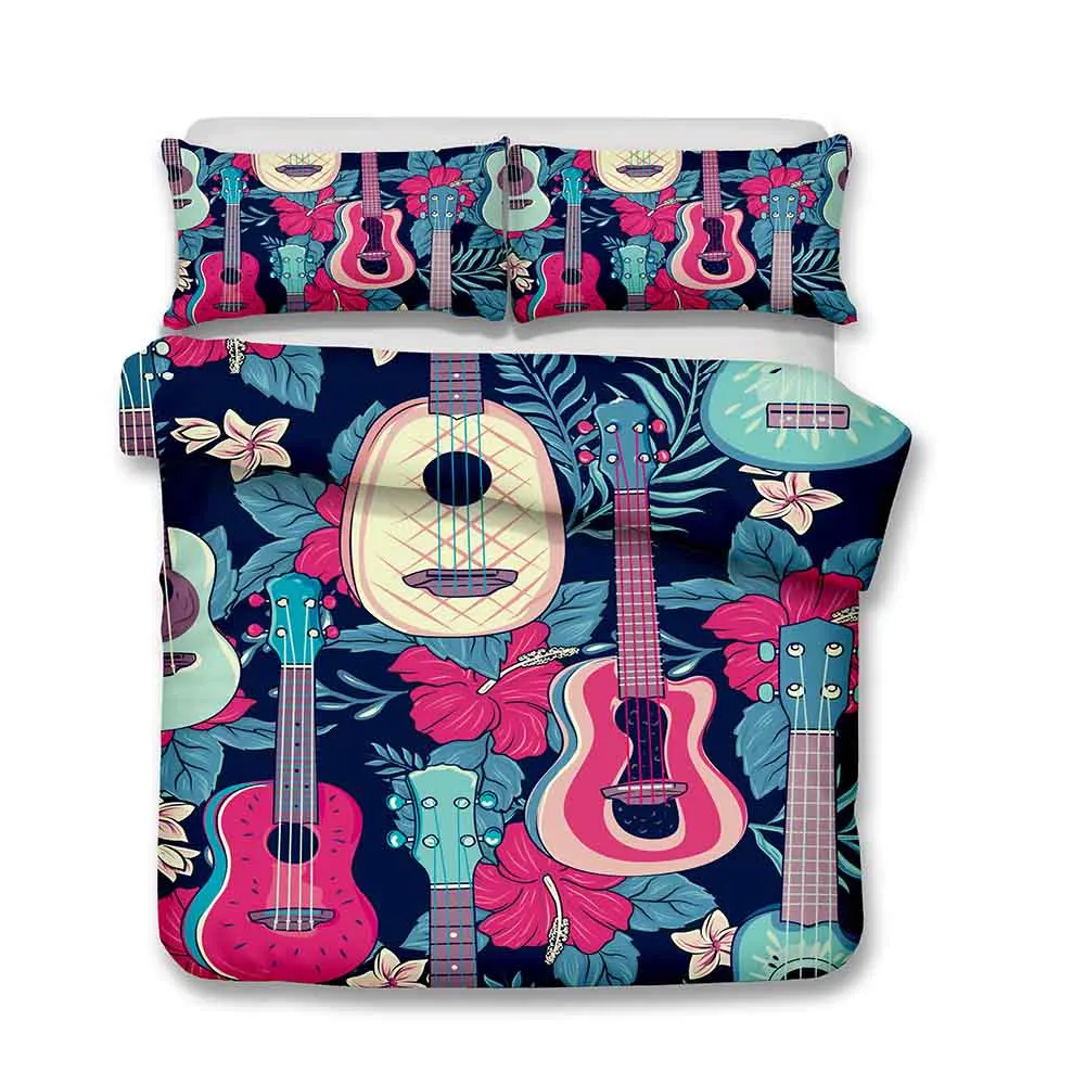 

WINLIFE 3D Guitar Bedding Set for Teens Boys Girls Kids Duvet Cover Set with Zipper