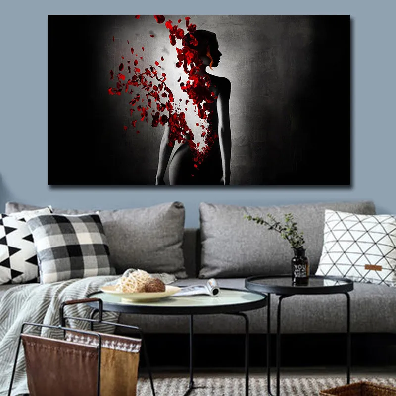 Canvas Art Posters Abstract Nude Woman Canvas Painting Wall Art Picture Bedroom Decoration No Frame