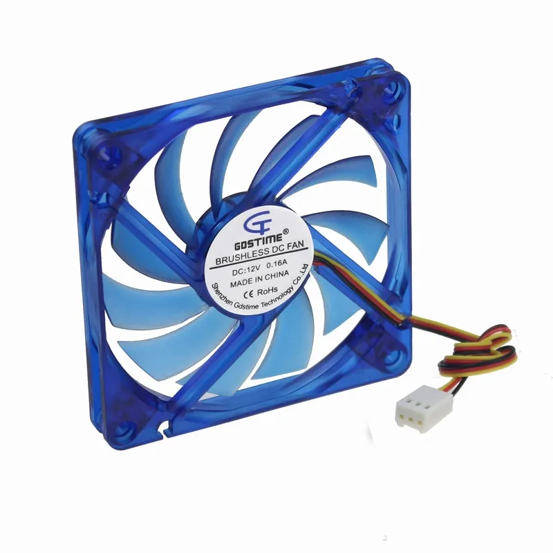 

Gdstime 5 Piece 12V 80mm x 80mm x 10mm 8CM 3 Wire Speed Control PC Computer Case DC Blue Cooler Cooling Fan