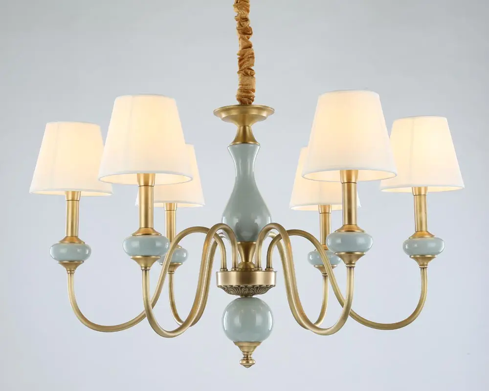 

Modern Real Bronze Copper Chandelier for Bedroom Dining Living Room with Ceramics Luxury Chandelier Fixtures BLC102