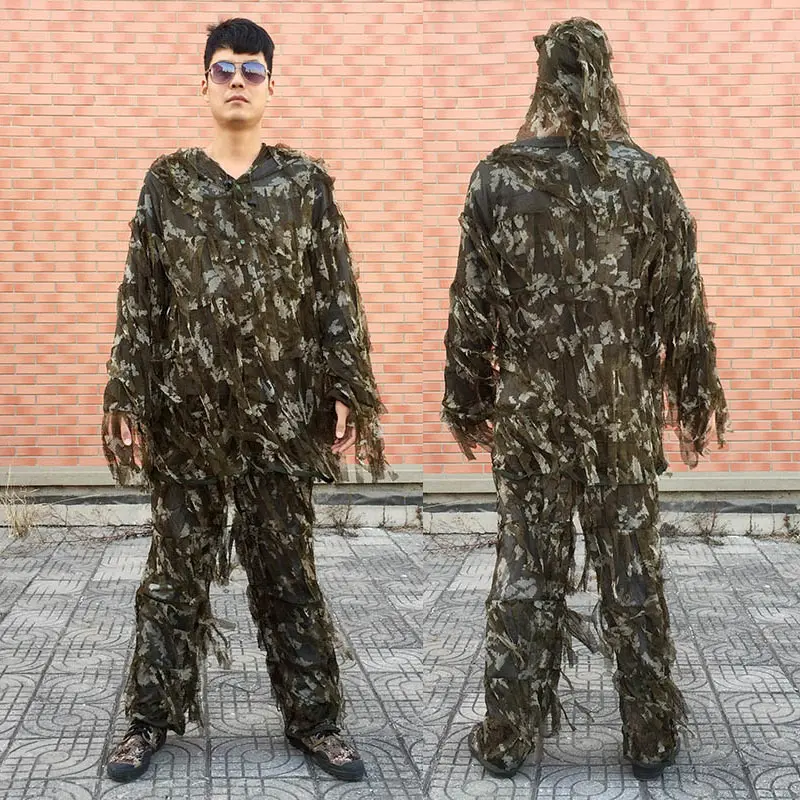 Открытый спортивный CS Bionic 3D лист взрослые Ghillie костюм Лесной камуфляж охотничий