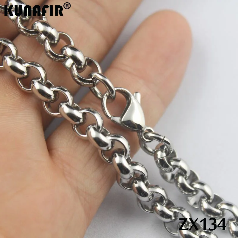 18" 38" length 7mm big round rolo link chain 316L stainless steel