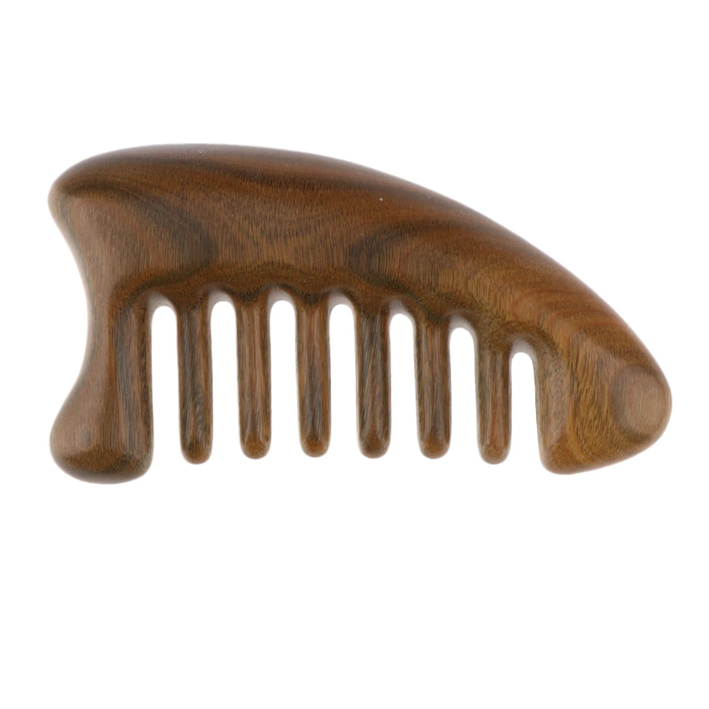 Coarse Tooth Handmade Green Sandalwood Hair Comb - Anti-Static Frizz Free Natural Hair Detangler Wooden Comb (Extra Wide Tooth)