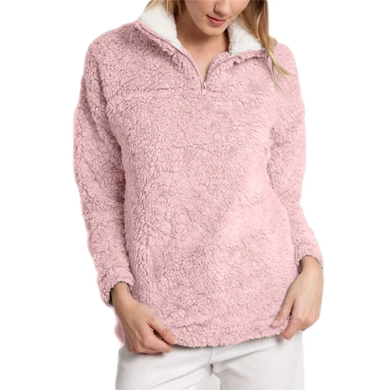 2019 Sherpa Winter Sweater Teddy Fleece Fluffy Pullover 1/4 Zipper Turtleneck Warm Tops Women Fashion Winter Fleece Sweaters 2019 Sherpa Winter Sweater Teddy Fleece Fluffy Pullover 1/4 Zipper Turtleneck Warm Tops Women Fashion Winter Fleece Sweaters
