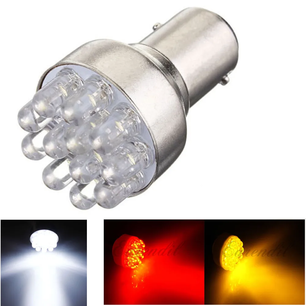 

White Red Yellow Car 1157 BAY15D P21/5W 1156 BA15S P21W 12 LED Brake Turn Stop Tail Light Lamp Bulb 12V