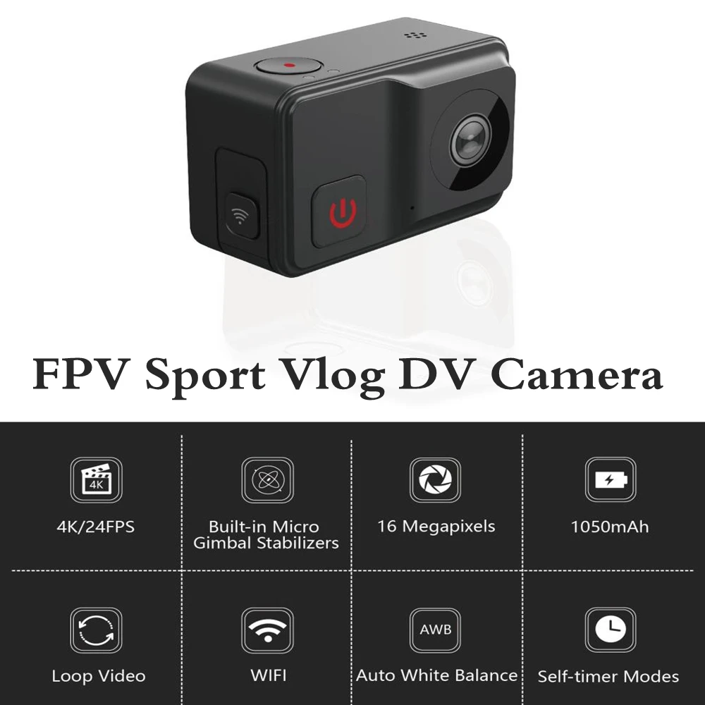 

FPV Sport Action Cam DB30 4K AWB Anti-shake Waterproof Built-in Micro Gimbals Stabilizer FPV Sport Vlog DV Camera
