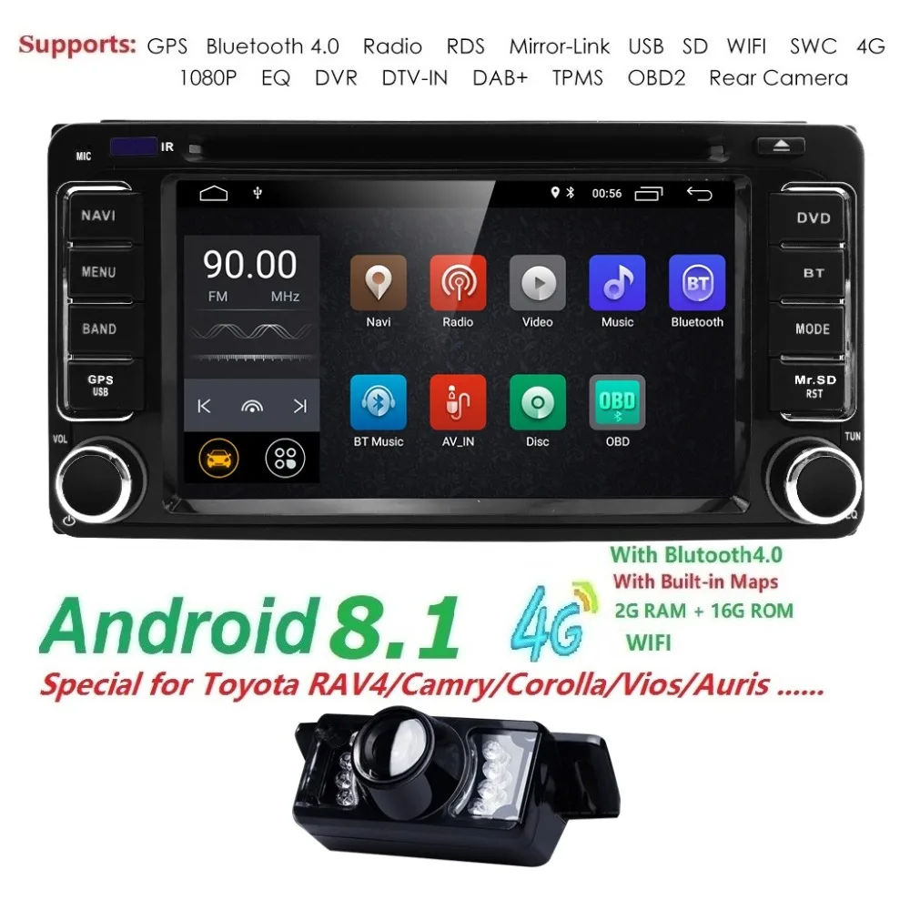 

2 din Car Radio GPS Android 8.1 CAR DVD Player For Toyota RAV4 COROLLA Land cruise 100 200 Camry yaris prado 150Hilux ViosTerios