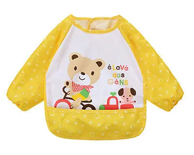 

2017 new hot Lovely Cartoon Baby Children Waterproof Long Sleeve Self Feeding Bibs Apron Tops