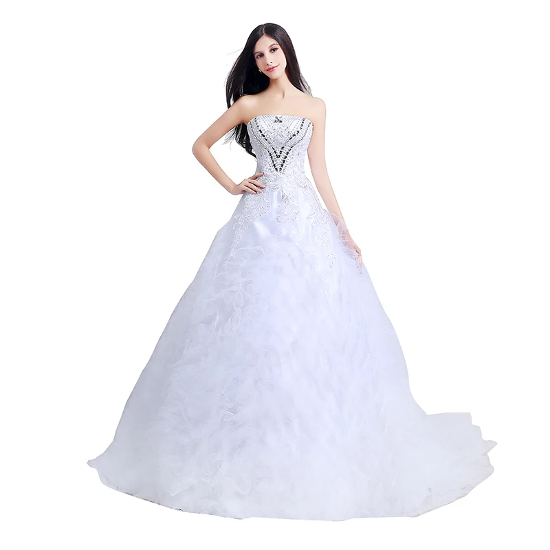 Vestido де noiva Новый Роскошный Королевский Свадебное Платье 2017 Без Бретелек Собора