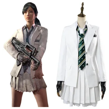 

New Player Unknow's Battlegrounds Cosplay Costume White School Uniform Outfit Halloween Carnival Cosplay Costume Full Set