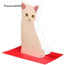 Милые рождественские поздравительные открытки с кошкой, стерео приглашения, открытка на день рождения с конвертом