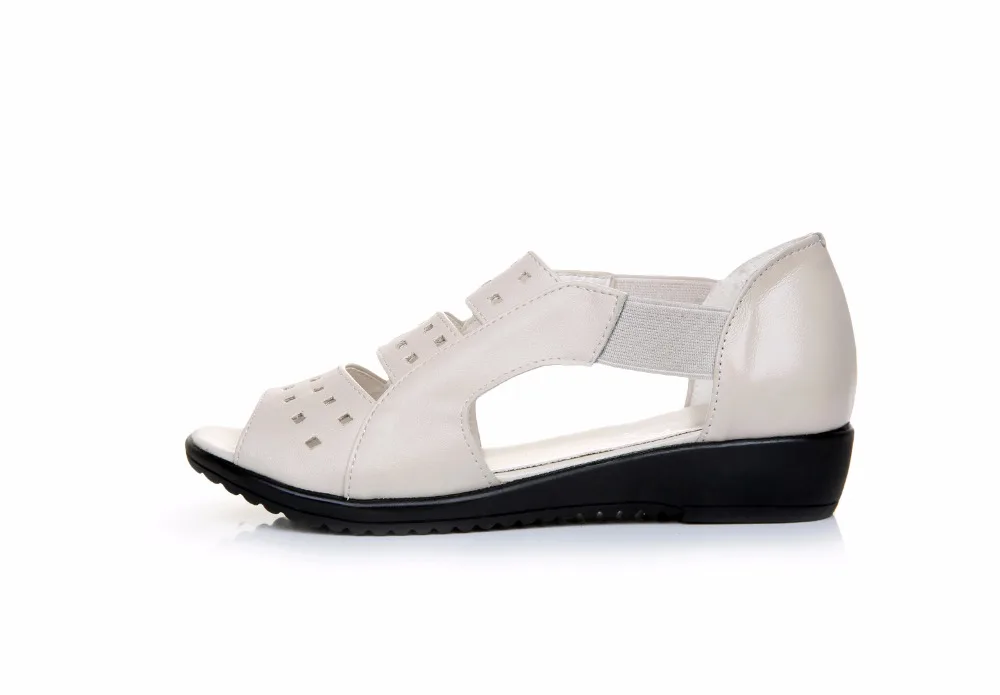 Gktinoo الصيف النساء حذاء امرأة جلد طبيعي الصنادل المسطحة عارضة الصنادل المفتوحة تو الصنادل المرأة