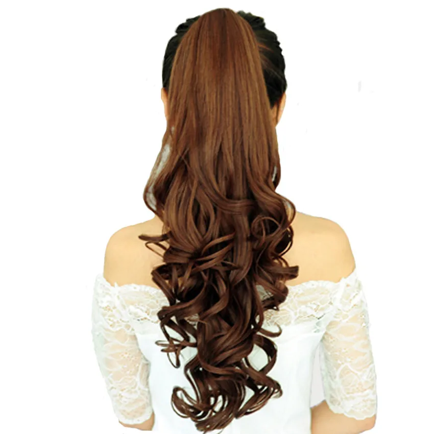 

Feibin Pony tail Hair Extension Claw Clip In Drawstring False Wave Hairpiece 24 inch 60cm yw591