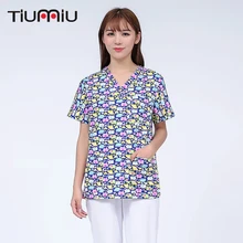 Медсестры доктор Скраб Топы с коротким рукавом звездный узор Хирургическая больница салон красоты Рабочая куртка медицинская одежда