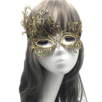 

Venetian Masquerade Women Mask Costume Party Face Mask Gold Lace Mask Catwoman Halloween Cutout Prom Party Mask Accessories