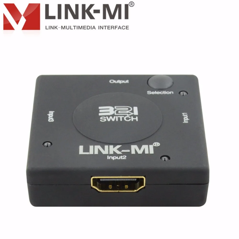 LINK-MI LM-SW09 аудио видео мини HDMI 301 переключатель коробка через HDMI кабель для HDTV
