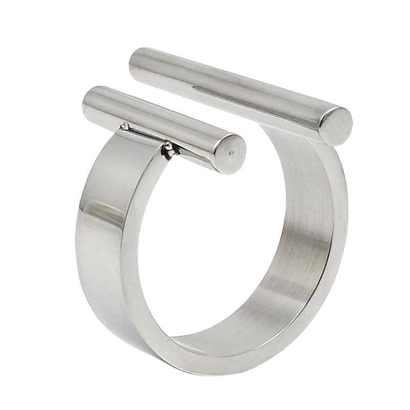 Open Finger Rings for Women Luxury Silver Color Irregular Jewelry Fashion Stainless Steel New Arrival