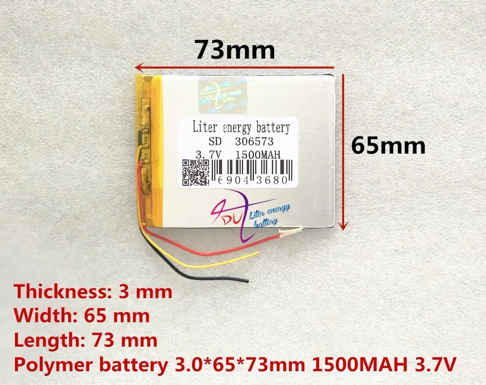 3 линии 306573 3,7 в 1500 мАч литий-полимерные LiPo ячейки питания для PAD gps Vedio игра электронная книга планшет ПК Внешний аккумулятор