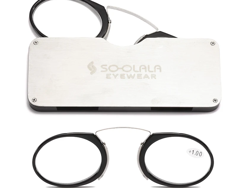 SOOLALA, женские и мужские очки для чтения TR90, для отдыха на носу+ от 1,0 до 3,5, для отдыха на носу, защемление, портативный кошелек, очки для чтения, очки
