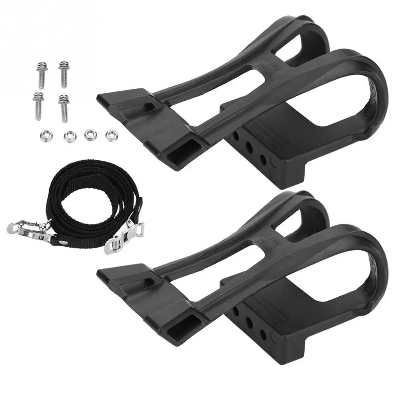 1 Pair Plastic Bike Pedal Straps Anti slip Toe Clip Belt Adjustable