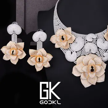 

GODKI Luxury Cannibal flower Cubic Zirconia Nigerian Bridal Jewelry sets For Women dubai jewelry sets indian jewelry Sets